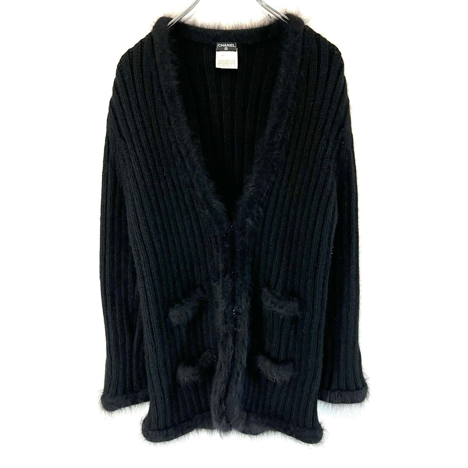 CHANEL シャネル カーディガン ジャケット ココマーク アンゴラ ファー 
