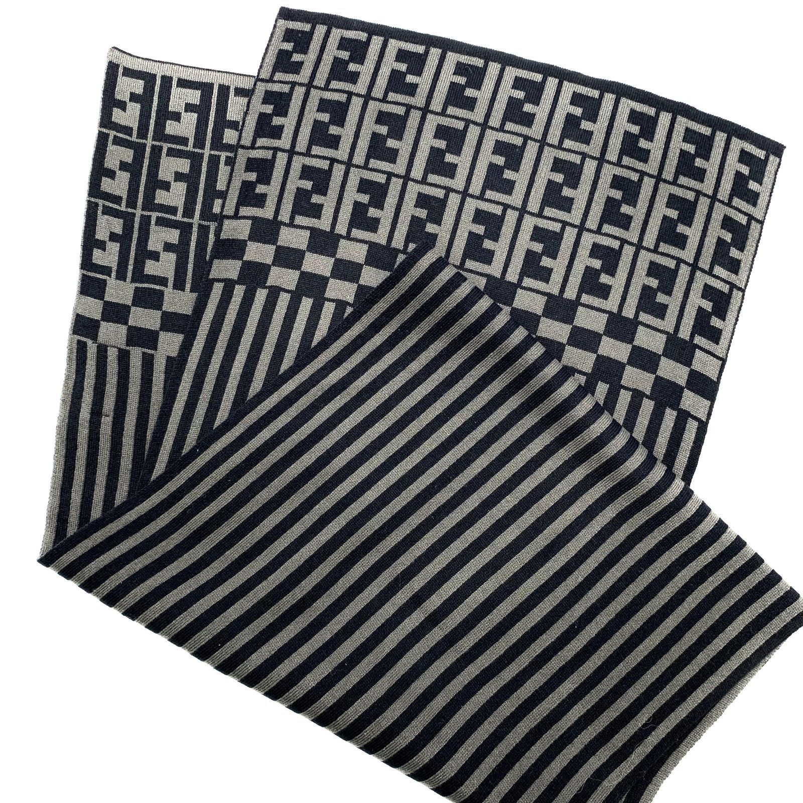 FENDI フェンディー ズッカ柄 グレー マフラー メンズ レディース