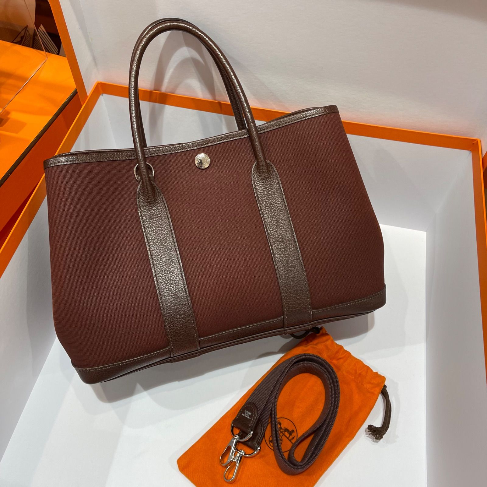 美品】HERMES エルメス ガーデンパーティTPM 30 ストラップ付き トワル 