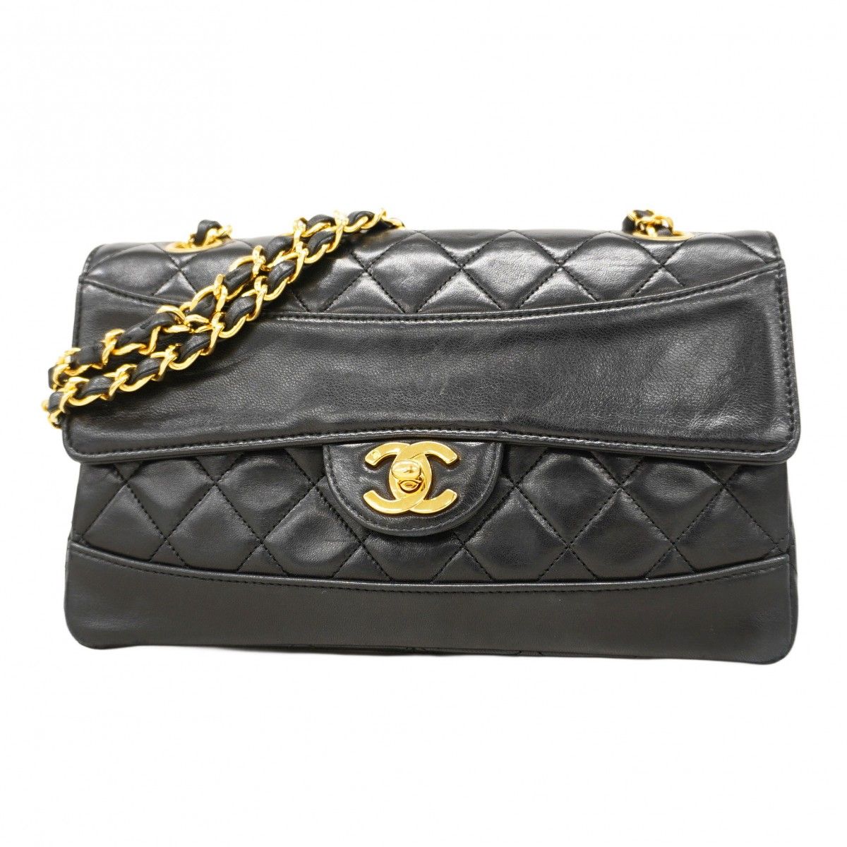 5md4261-h シャネル ショルダーバッグ マトラッセ ラムスキン ブラック ゴールド金具 レディース