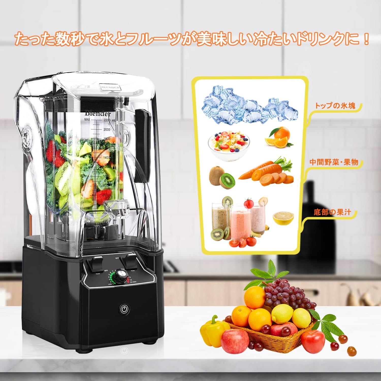 Kitchen in the box ミキサー ブレンダー 大容量 2L 氷 818ThWgwlgL._AC_UF894,