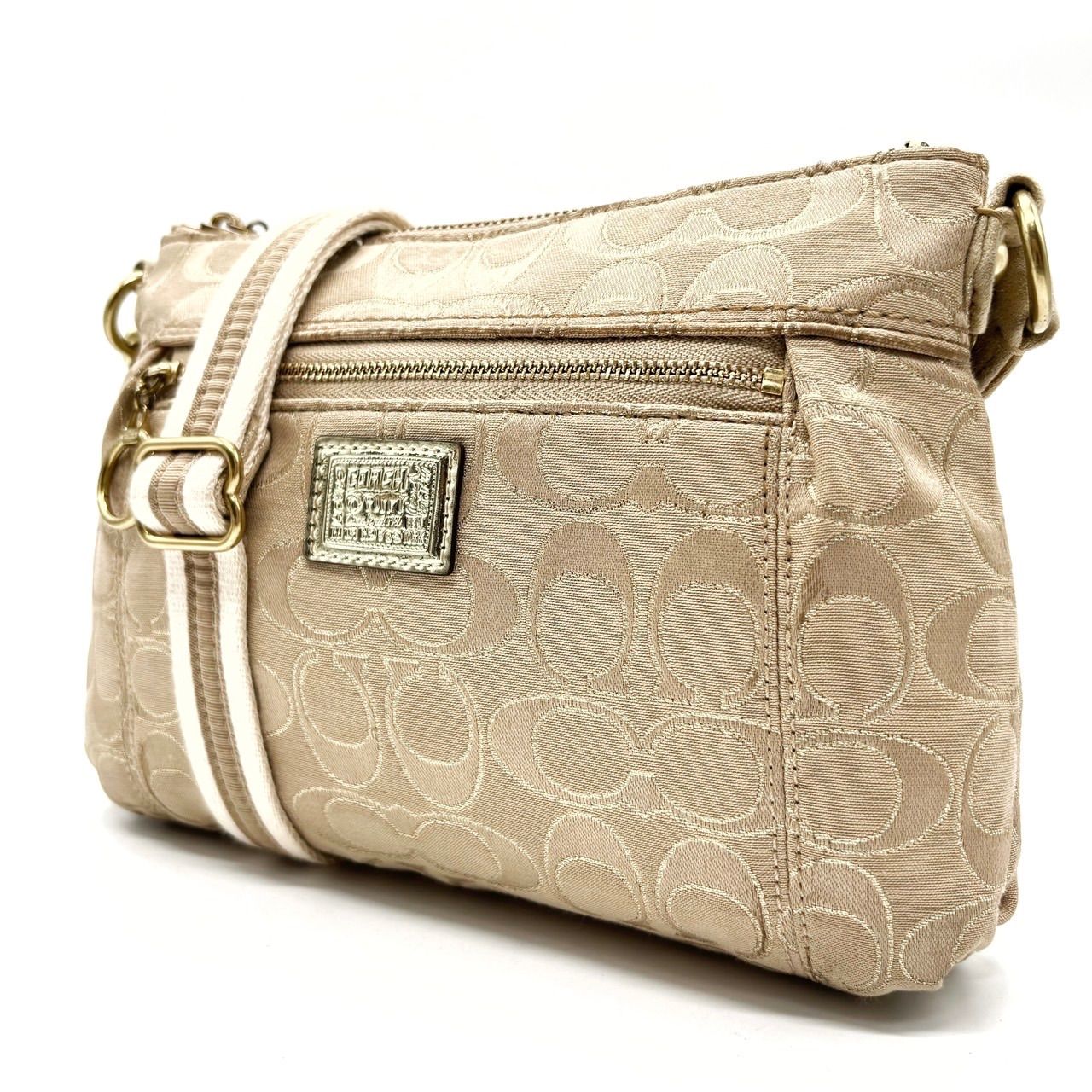 良品】 COACH コーチ ショルダーバッグ トートバッグ ポピー ボーダー 