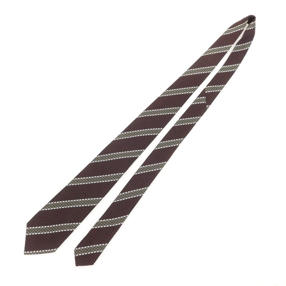 ニッキー nicky シルク ストライプ柄ネクタイ ブラウンxグレージュ メンズ