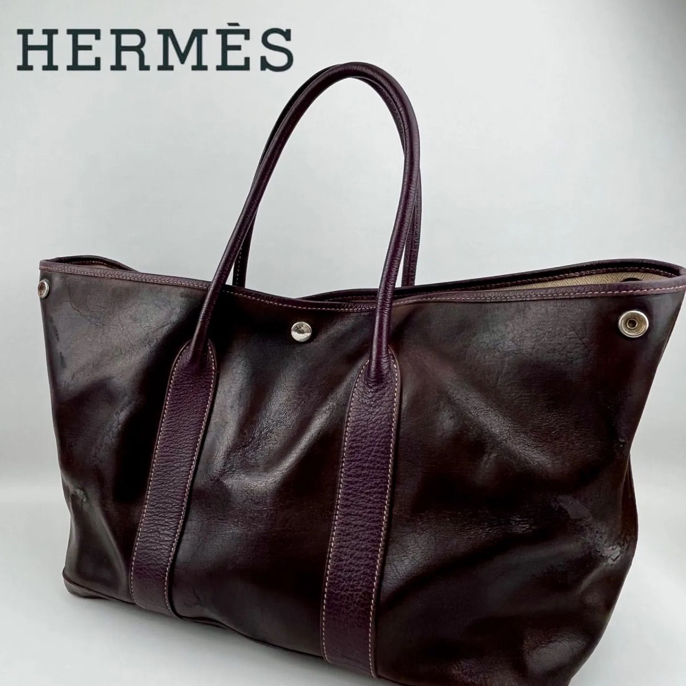 HERMES エルメス ガーデンパーティ PM おとなしく アマゾニア トートバッグ