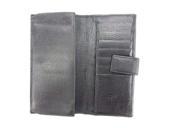 GUCCI　グッチ　ブラックレザー　ロゴプレート　Ｗホックタイプ　長財布 グッチ 長財布 Wホック ロゴプレート ブラック×シルバー GUCCI 長