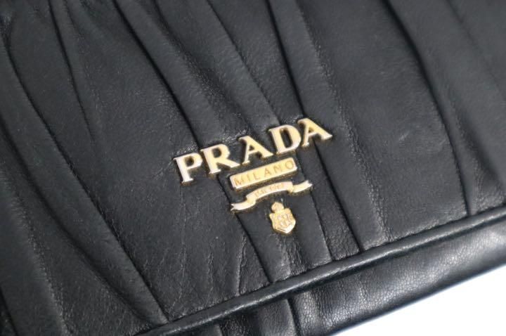 PRADA プラダ 長財布 ギャザー レザー 定価88000円 黒 - メルカリ