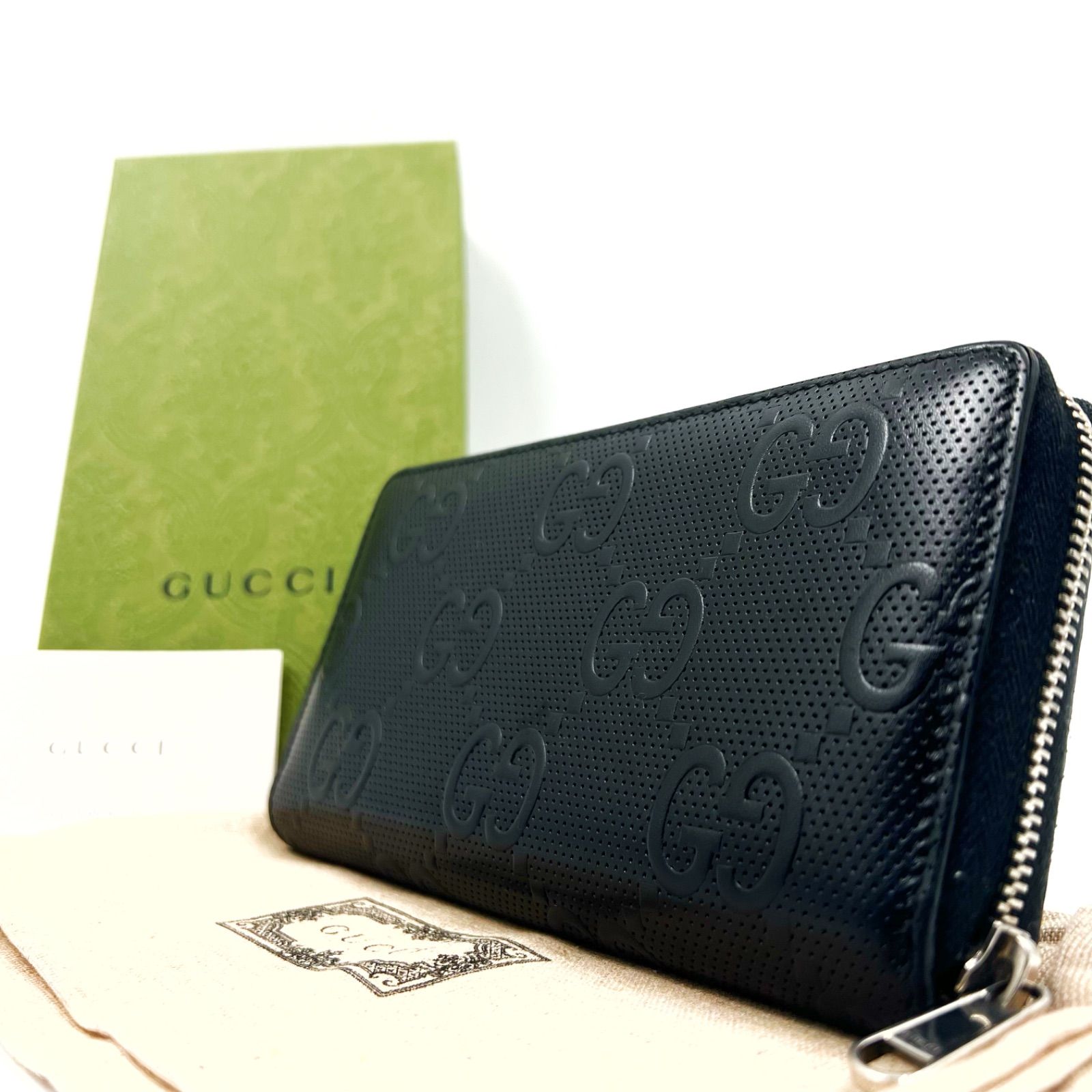 【美品】GUCCI ブラック 長財布 GGロゴエンボス GUCCI GGロゴエンボス ブラック長財布 - メルカリ