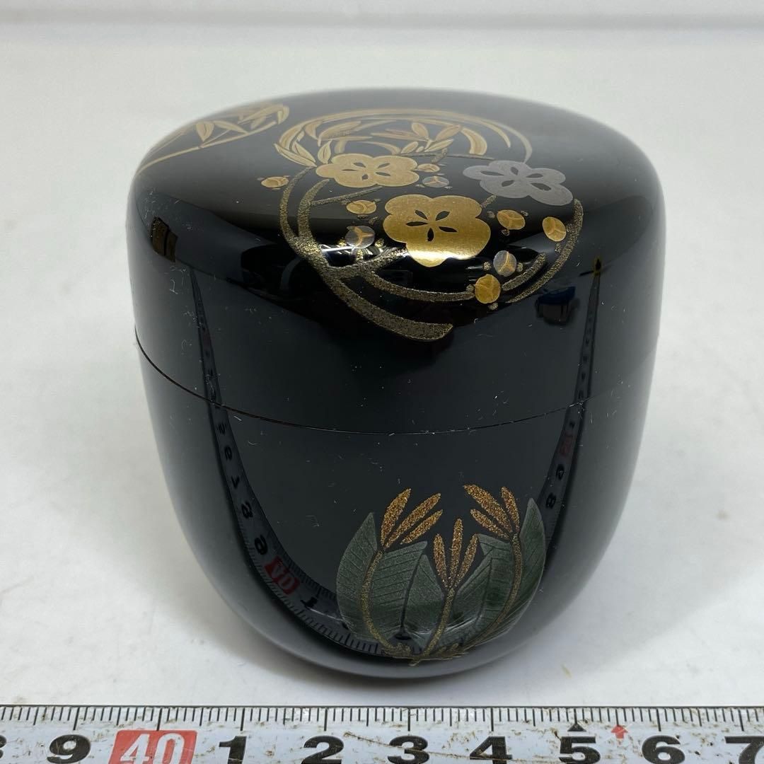 茶3 和田瑾斎造 花ノ丸蒔絵 中棗 共箱 直径6.5㎝ 東里6-1108