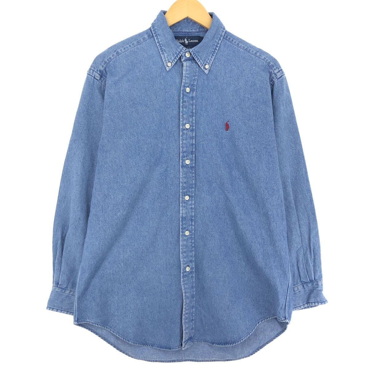 古着 ラルフローレン Ralph Lauren BLAKE 長袖 ボタンダウンデニムシャツ メンズM/eaa431330