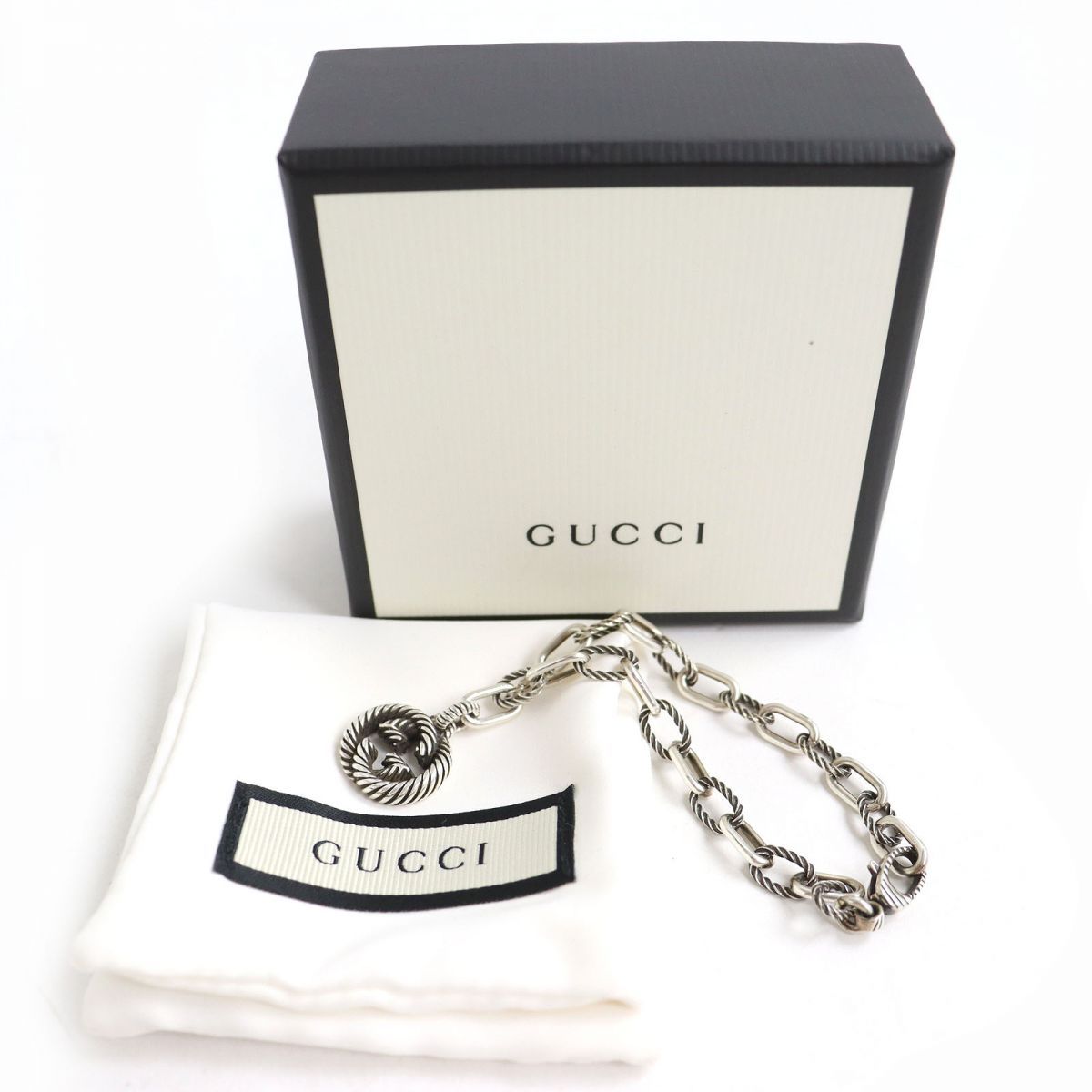 美品△伊製 GUCCI グッチ 607158 インターロッキングG Ag925