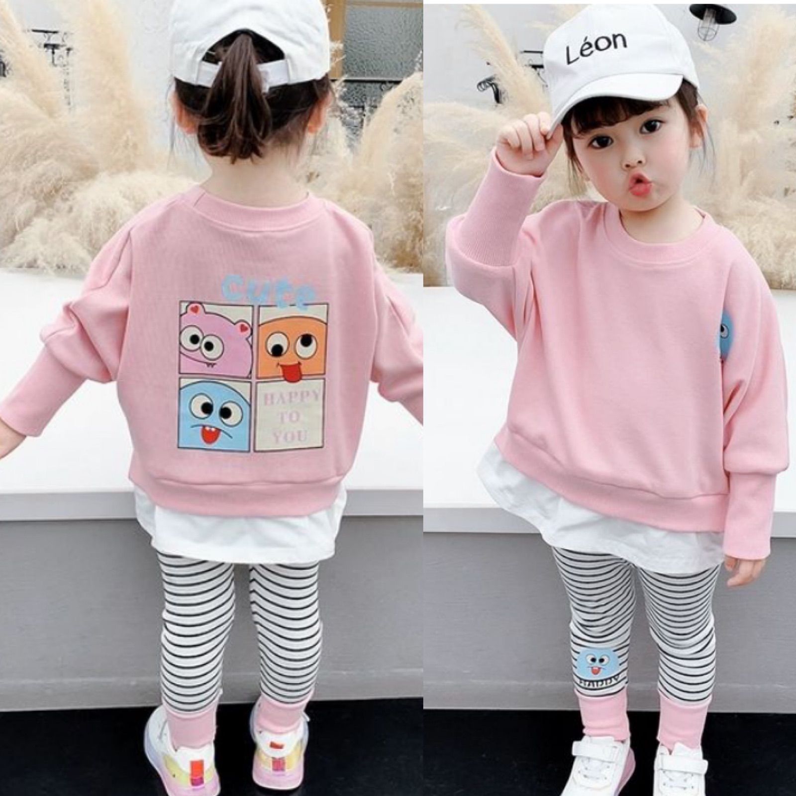 キッズ モンスターセットアップ 韓国子供服 レギンス トレーナー  