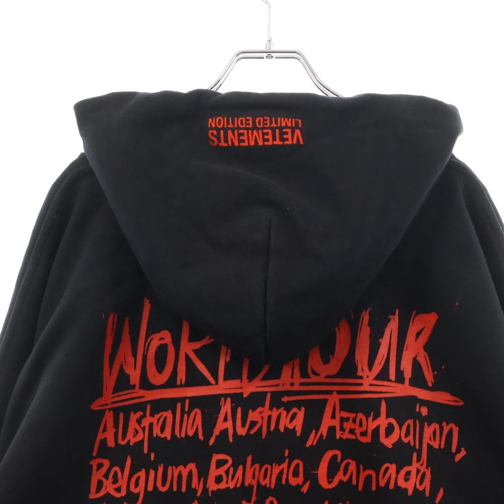 23AW◆VETEMENTS◆Worldtour ロゴ パーカー フーディ ブラック ♢VETEMENTS♢WORLD TOUR LOGO HOODIE☆ (VETEMENTS/パーカー