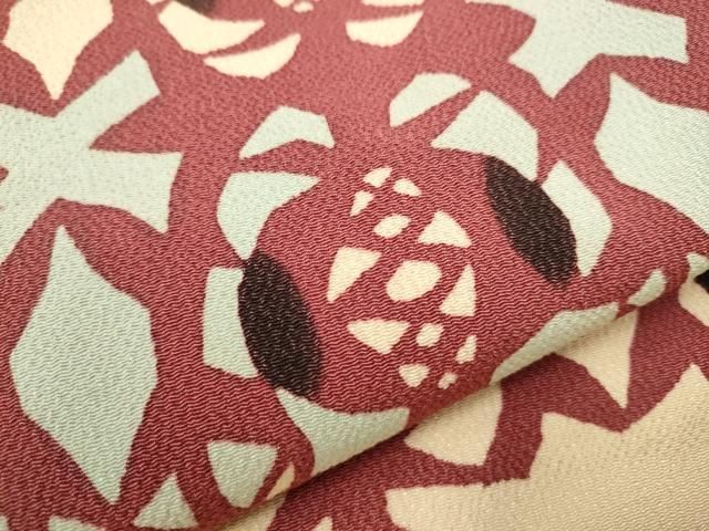 平和屋着物○九寸名古屋帯 型染め 飾花文 鬼しぼ縮緬 正絹 逸品