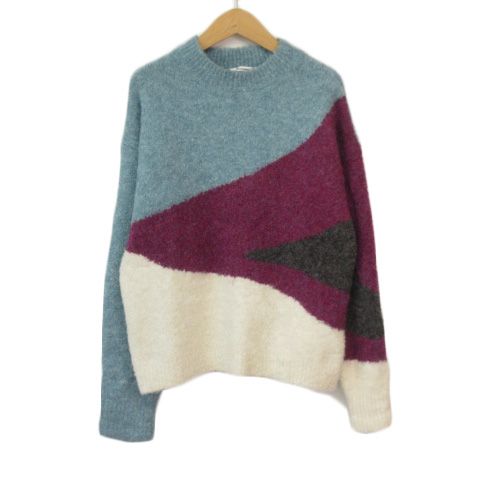 ハッシュパピー Hush Puppies セーター ニット ブークレ ウール混 M 青 ブルー