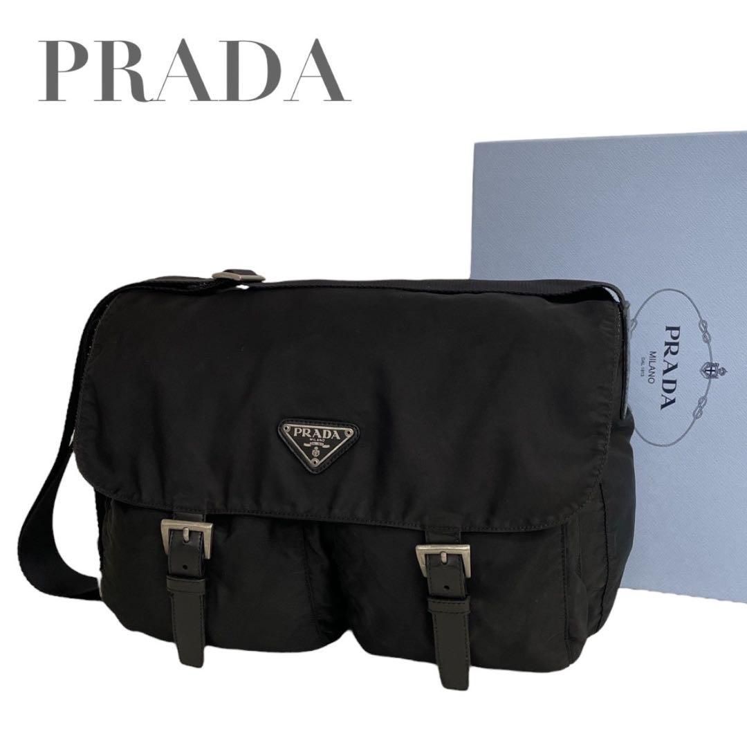 プラダ メッセンジャーバッグ 三角ロゴプレート ナイロン レザー 4810 価格交渉/質問大歓迎♪】プラダ メッセンジャーバッグ 三角ロゴ