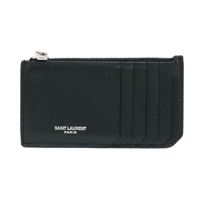 SAINT LAURENT ブラックレザーコインケース SAINT LAURENT サンローラン 財布 小銭入れ コインケース カード