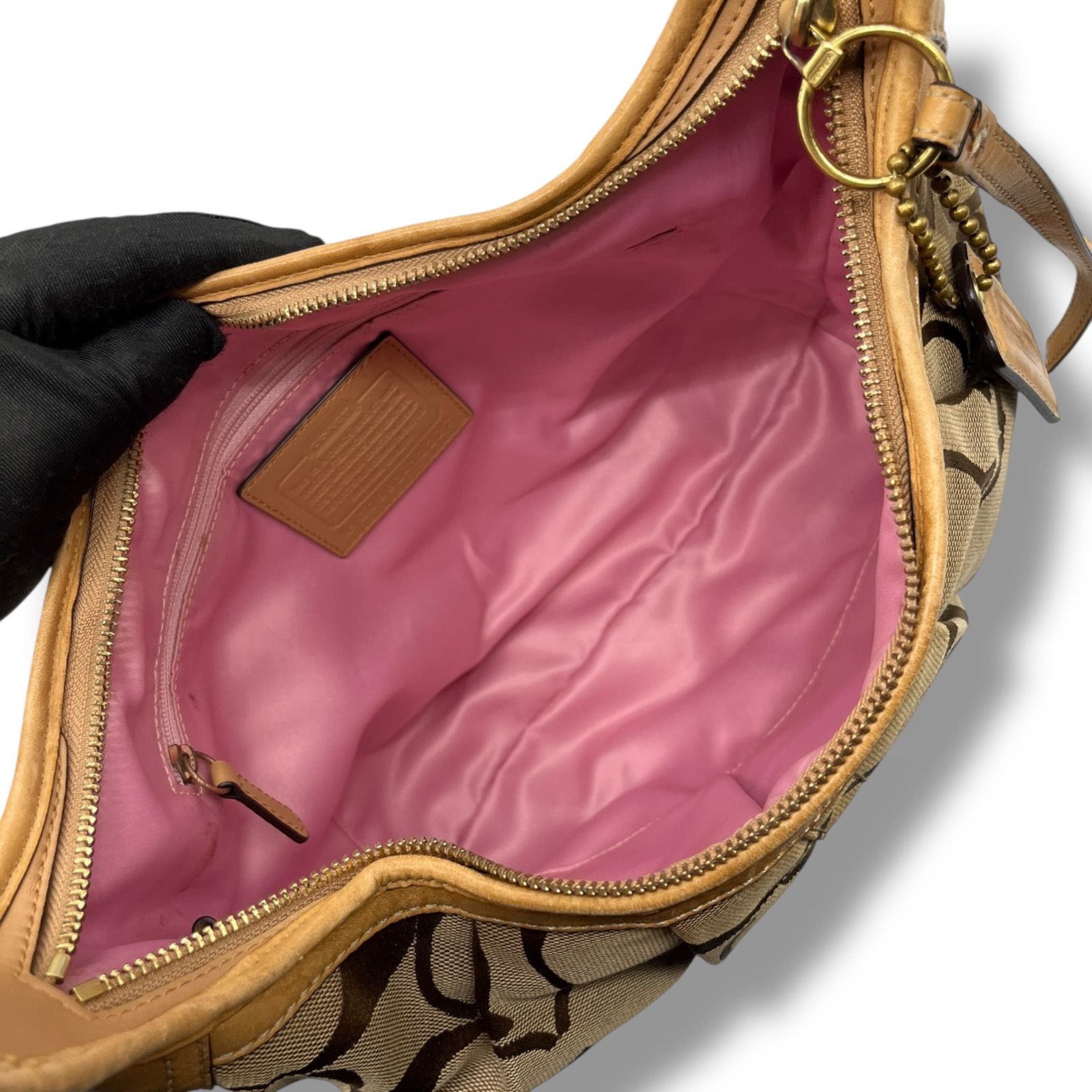 COACH コーチ ワンショルダーバッグ ホーボー シグネチャー ベージュ DECORATOM_COM_BR