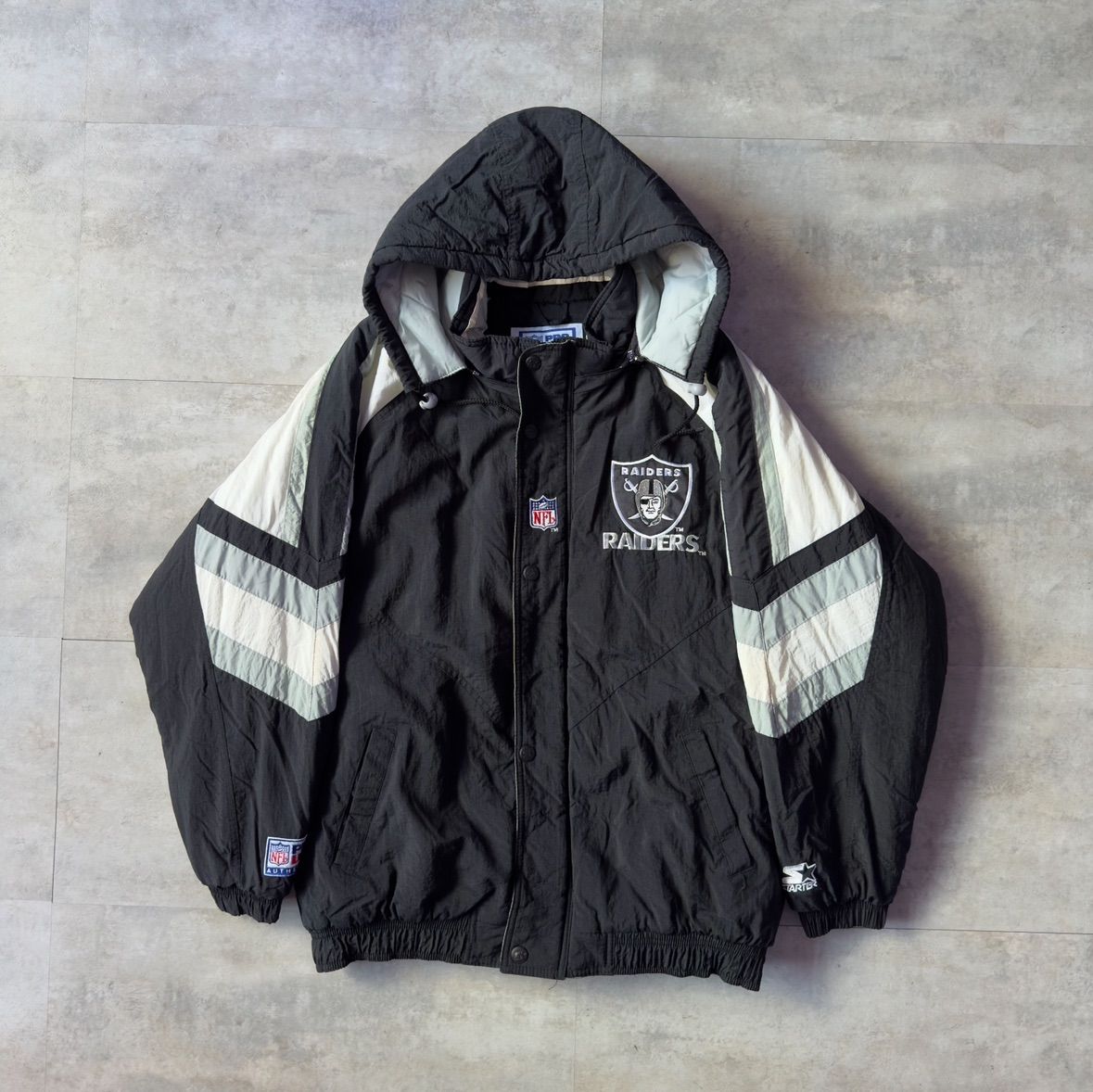 90s starter PRO LINE RAIDERS スタジャン　中綿　ダウンジャケット　L  フード取り外し可