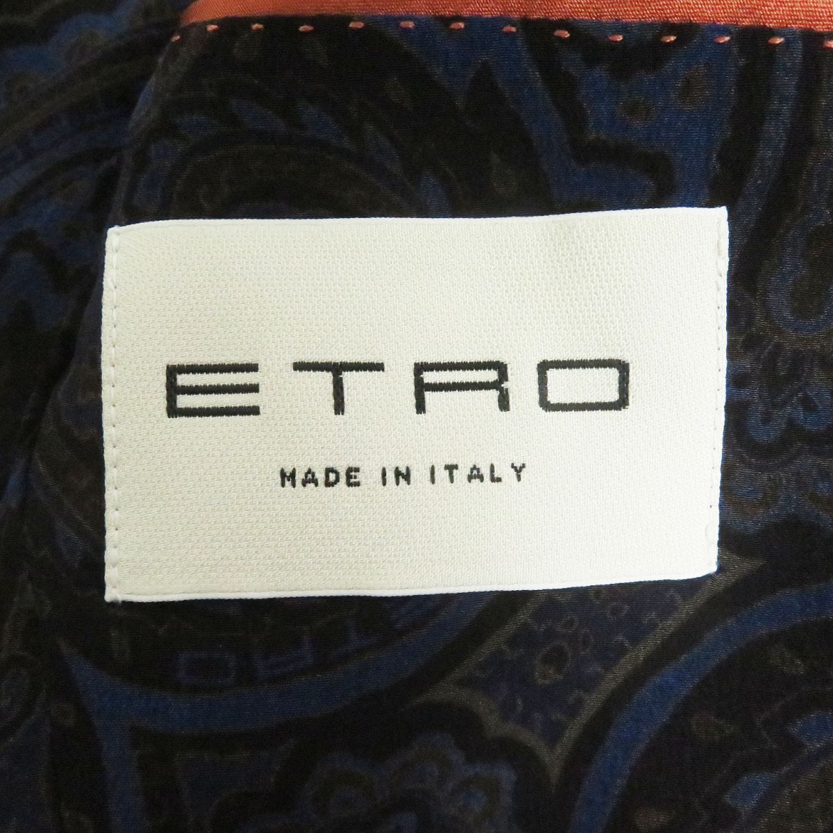 極美品□19AW ETRO/エトロ タータンチェック 裏ペイズリー柄 ロゴボタン ウール シングルスーツ 上下セットアップ ネイビー 44 伊製 正規品