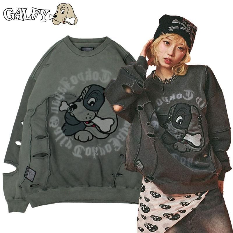 GALFY 中型 黒 GALFY ガルフィー ツギハギゾンビ スウェット トレーナー L 中型