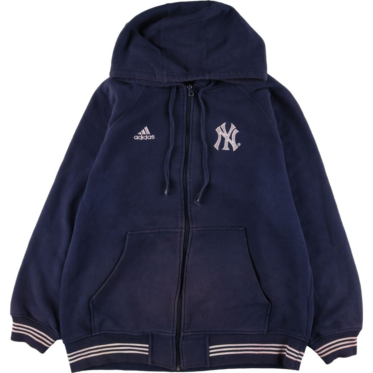 古着 00年代 アディダス adidas MLB NEW YORK YANKEES ニューヨークヤンキース スウェットフルジップパーカー メンズM相当/eaa468484