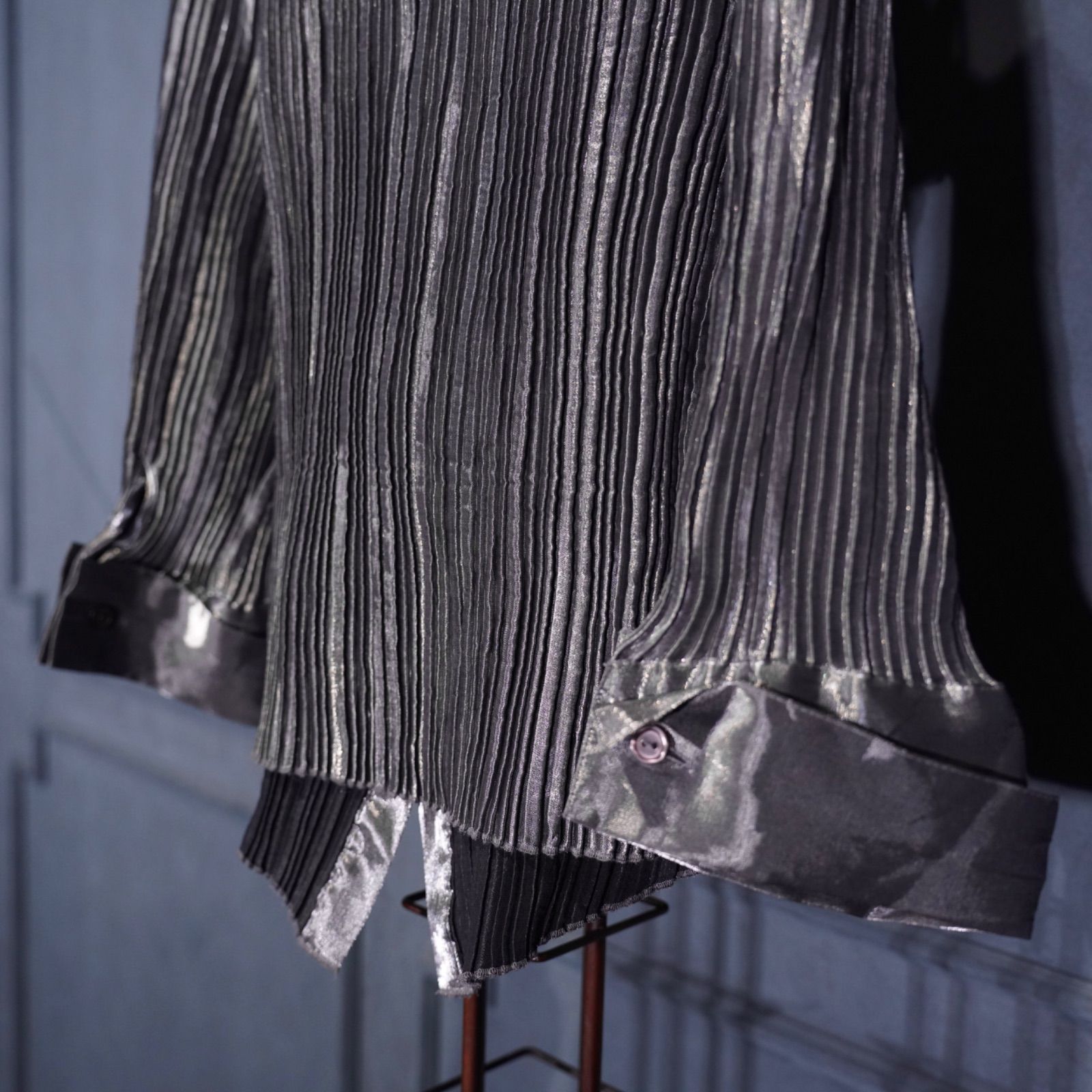  USA VINTAGE NICOLA METALIC PLEATES DESIGN SHIRT アメリカ古着メタリックプリーツデザインシャツ 長袖 シャツ ブラウス