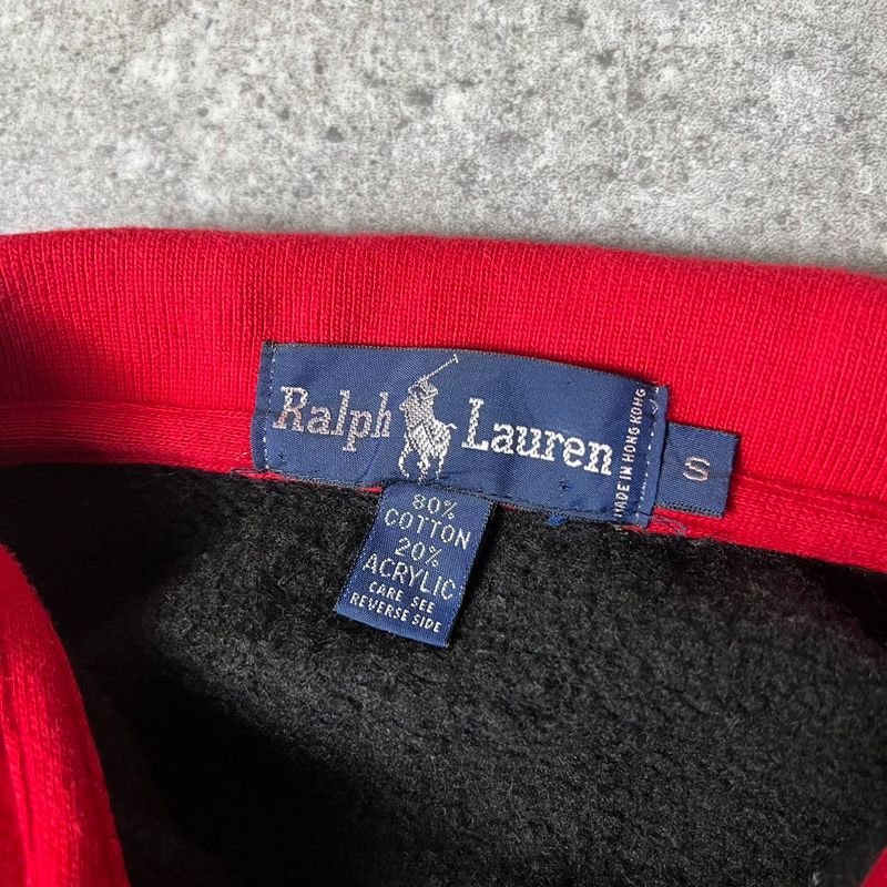 90s RALPH LAUREN クッキークレスト 刺繍 スウェット ポロシャツ
