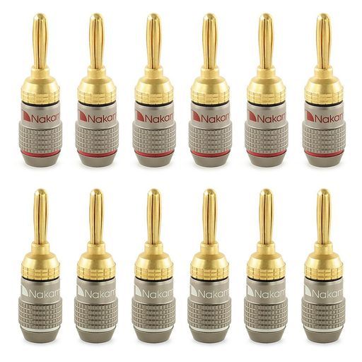 NAKAMICHIFANLOCK EXCEL SERIES 24K GOLD PLATED BANANA PLUG 10AWG-18AWG GAUGE SIZE 4mm SPEAKER AMP HIFI STEREO HOME THEATER RADIO AUDIO WIRE CABLE AV