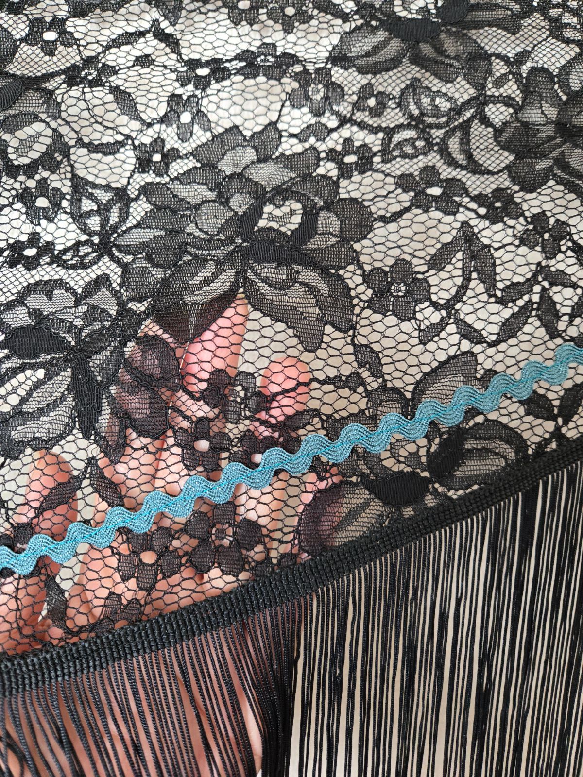 新品] レースシージョ 黒花柄 フラメンコ衣装 フラメンコ ショール