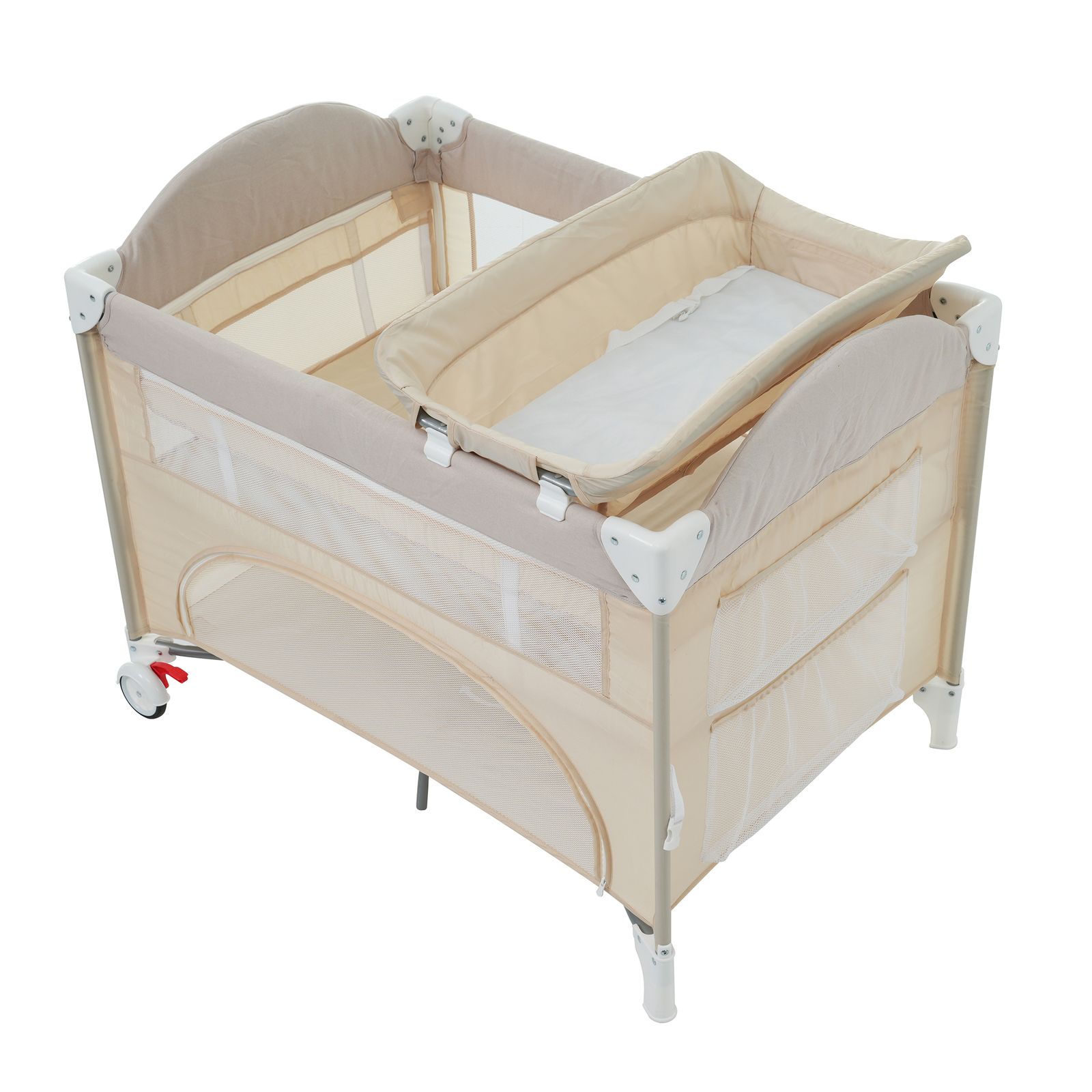 15%割 プレイヤード 折りたたみ ベビーサークル おむつ替えテーブル付 お昼寝マット キャリーバッグ付 マットレス付 プレゼント お誕生日 お祝い ベージュ