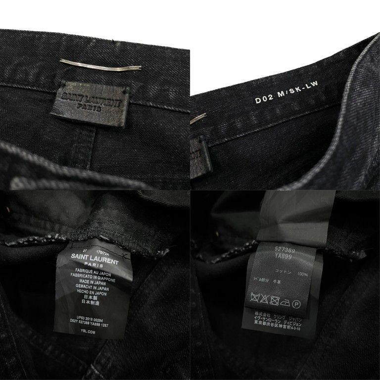 SAINT LAURENT 18AW ワックスコーティングスキニーブラックデニム