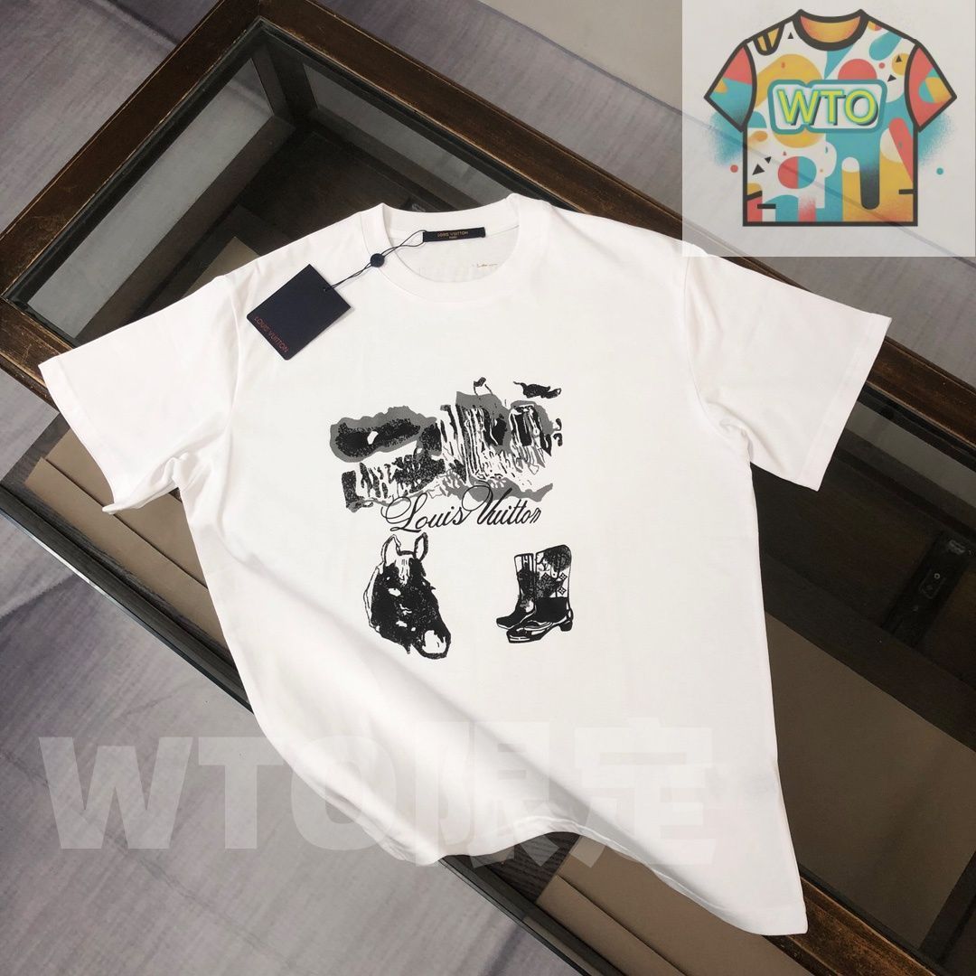 極美品 Louis Vuitton ロゴプリント Tシャツ 今日WTO】Louis Vuitton 2025SS プレミアムロゴプリント T