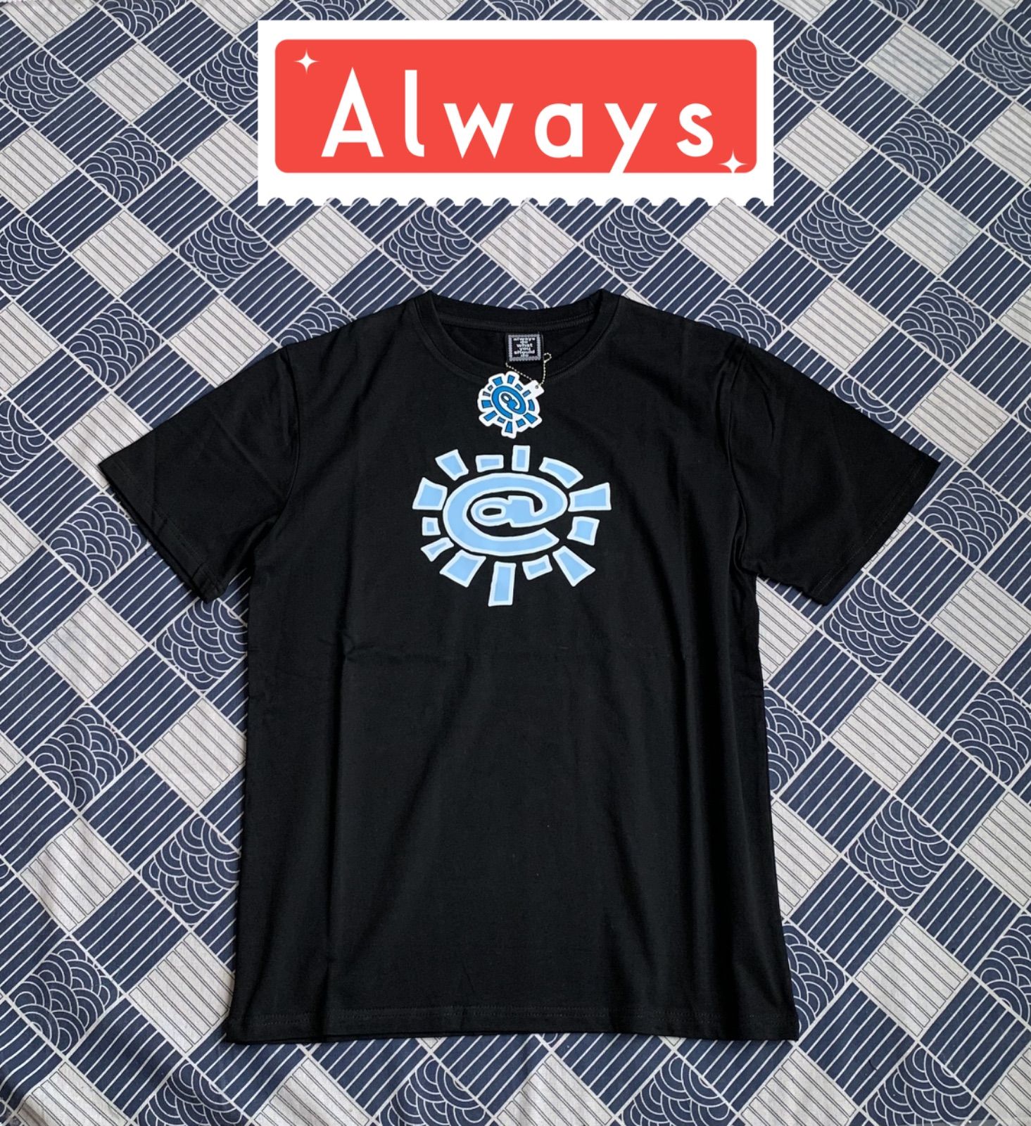 always do what you should doプリント半袖Tシャツalways半袖Tシャツ  空の青と白 ロゴ