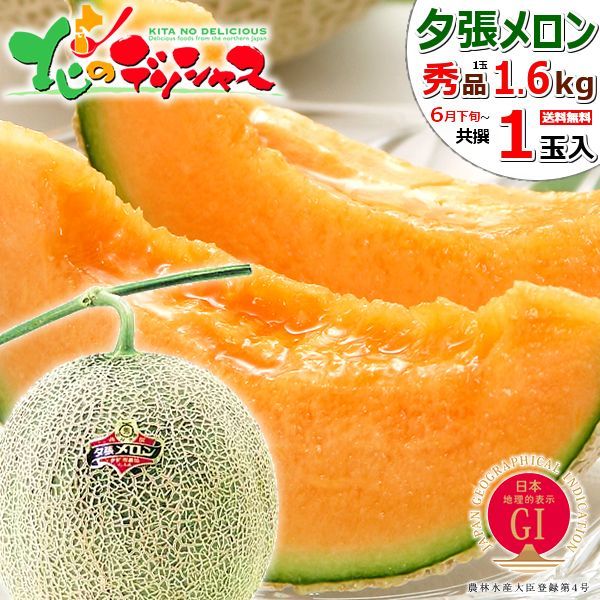 【出荷中】北海道産 夕張メロン 1玉 (共撰/秀品/1玉 1.6kg) 大玉 メロン 赤肉メロン 夕張メロン ゆうばりメロン 果物 フルーツ 季節限定 北海道 お取り寄せ