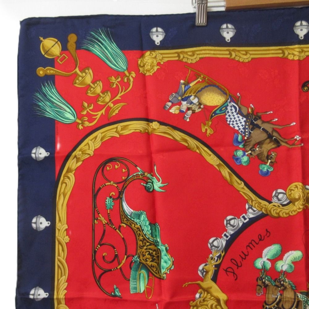 美品 HERMES エルメス カレ90 Plumes et Grelots 羽飾りと鈴