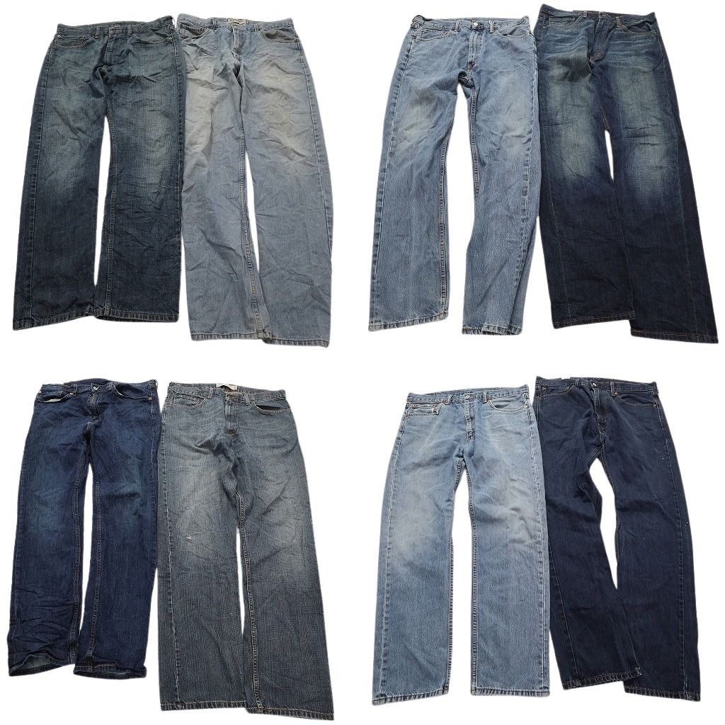 古着卸 まとめ売り リーバイス 505 デニム パンツ 8枚セット (メンズ 36 /38 ) インディゴブルー アメカジ フェード 中古 古着 MY3217