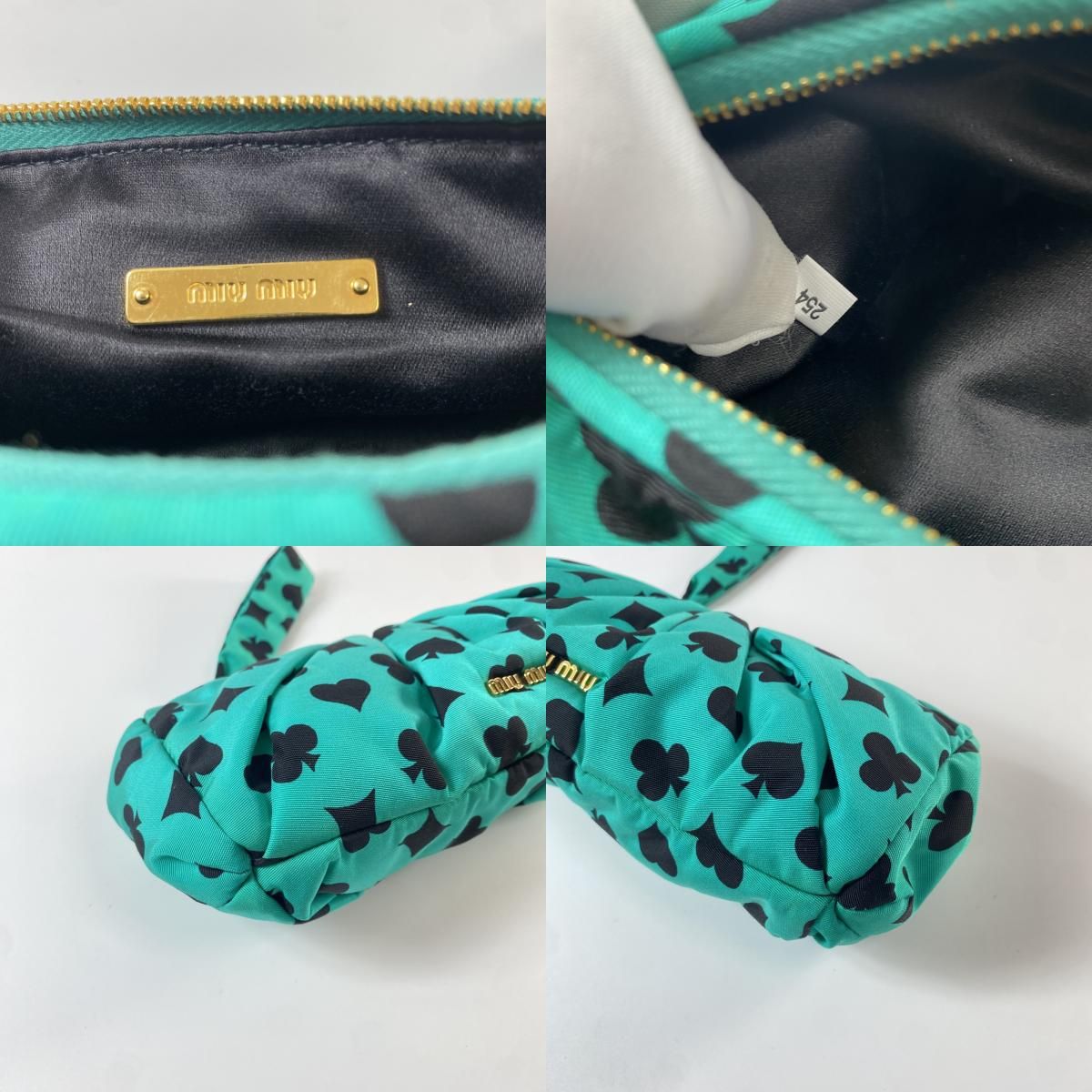 美品 ミュウミュウ MIU MIU レディース ポーチ ハート クローバー 