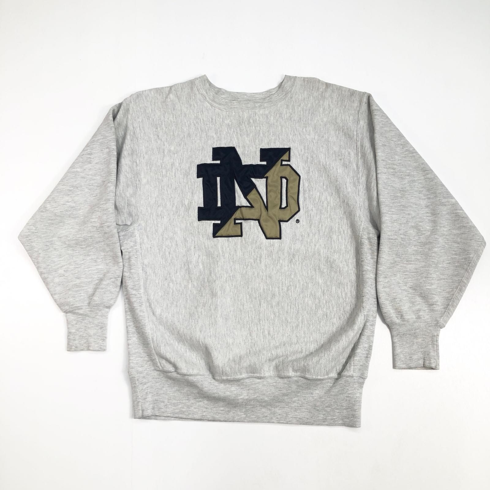 尾張小牧店 Champion | チャンピオン スウェット 90年代 REVERSE WEAVE リバースウィーブ NOTRE DAME ノートルダム大学 刺繍タグ グレー サイズ XXL 105