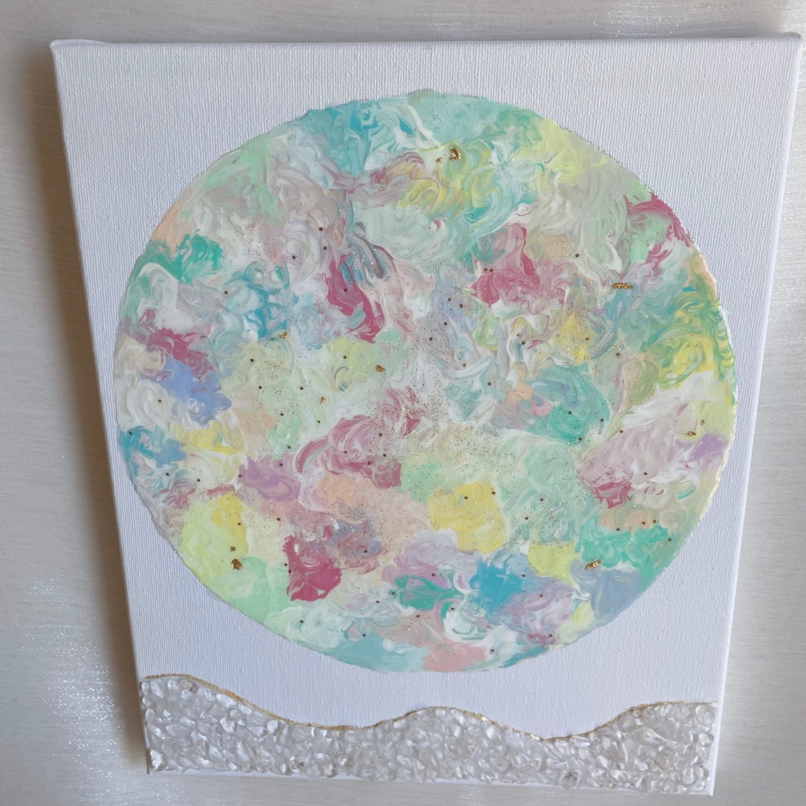淡い色絵画 優しい色 絵画 アクリル画 癒し 綺麗 可愛い グリーン 緑
