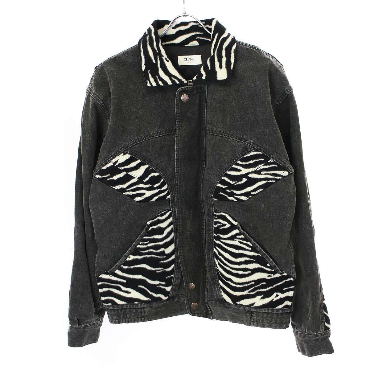 CELINE セリーヌ 21AW ルーズ ゼブラ切替デニムジャケット 2Q294947F  
