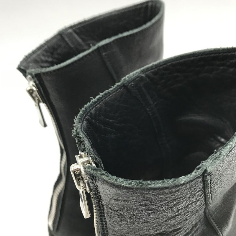 Portaille バックジップブーツ フロントドレープ レザーブーツ PQ01F