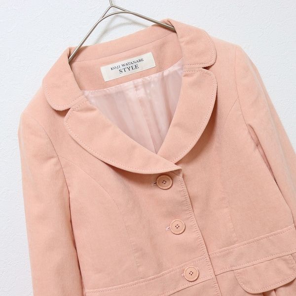 コージワタナベ スティル KOJI WATANABE STYLE スーツ セットアップ ワンピース ノーカラー ペプラム ジャケット ドット ピンクベージュ 11 コージワタナベ スティル KOJI WATANABE STYLE スカート フレア 総柄