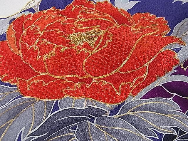 平和屋2□極上 創業460年・千總 振袖 駒刺繍 枝花文 紺藍色地 金彩 逸品 DZAA0217kh4 - メルカリ