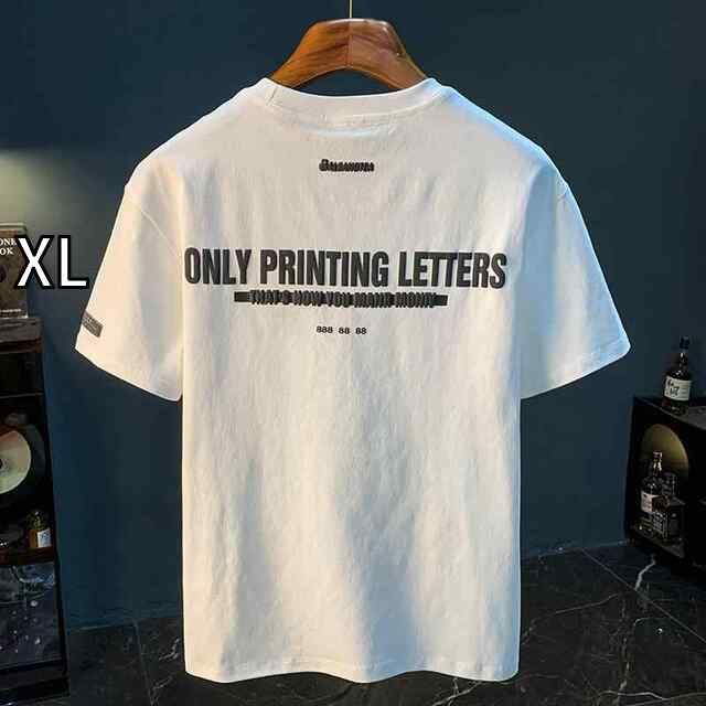  [XL]メンズ ファッション 服 用 オシャレ シンプル 大人 かっこいい ストリート 夏コーデ  レター プリント 半袖 T シャツ 薄手 カジュアル Tシャツ