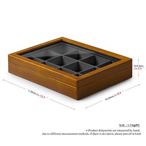 D：12区画 ダークグレー Oirlv ジュエリートレイ 蓋付き 木製 12区画