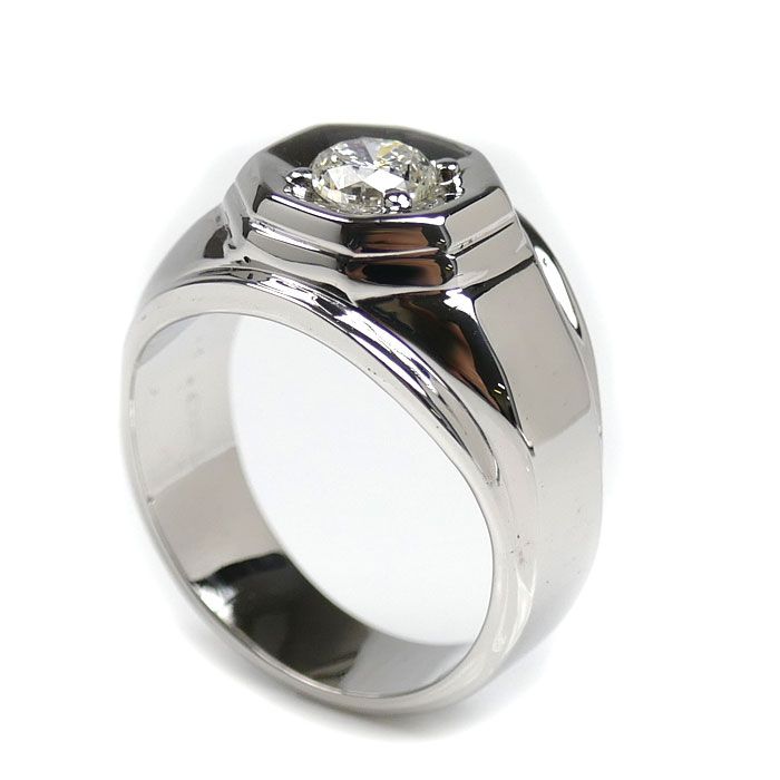 K18WG ホワイトゴールド リング 指輪 ダイヤモンド1.021ct 24号 16.9g メンズ