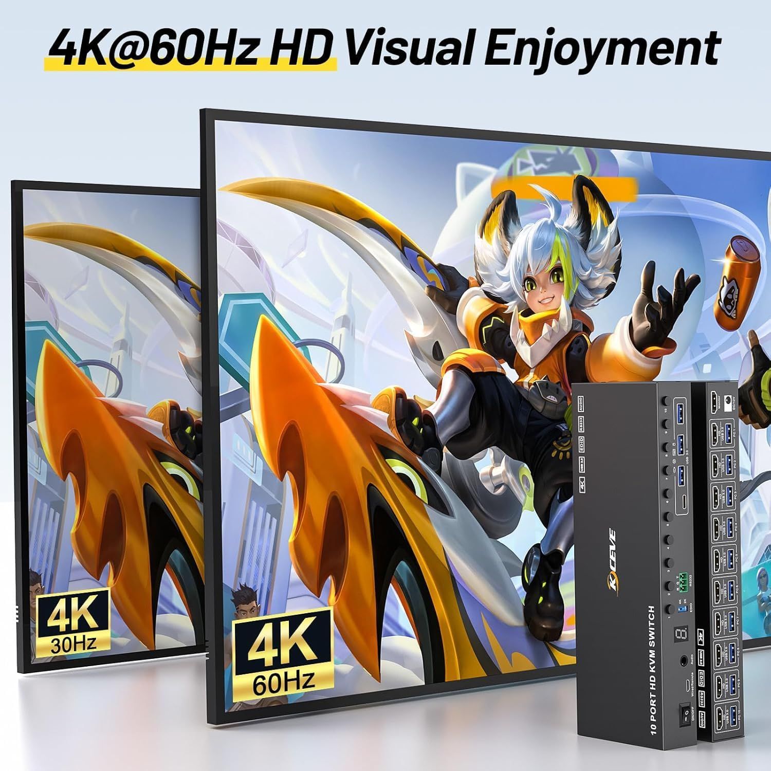 AIMOS HDMI KVM 切替器 4K 60Hz 10入力1出力 USB 3.0 EDID保持 音声対応 KVMスイッチ 10PC切替器 キーボード マウス モニターを10PCで共有 RS232をサポート CHRISTIANNAURATH_COM_BR
