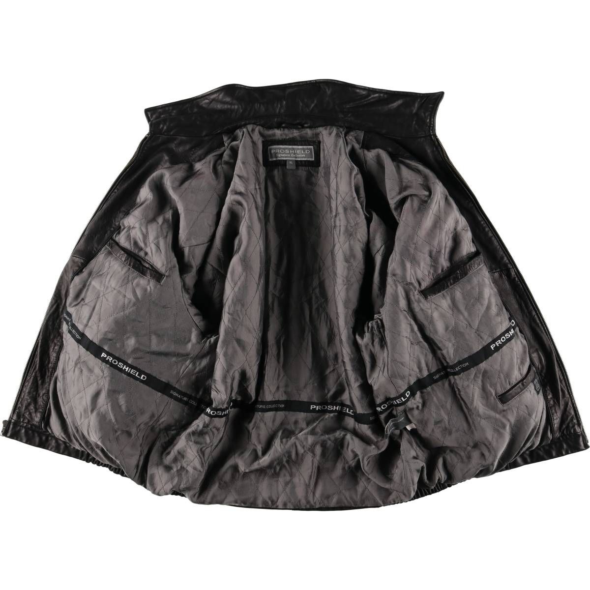 古着 PROSHIELD スイングトップタイプ レザーブルゾン メンズXL相当  