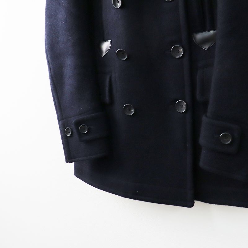 美品▲サイ SCYE BASICS //Pコート▲ウールカシミヤ　ネイビー 38 サイベーシックス SCYE BASICS ウールカシミヤPコート 38