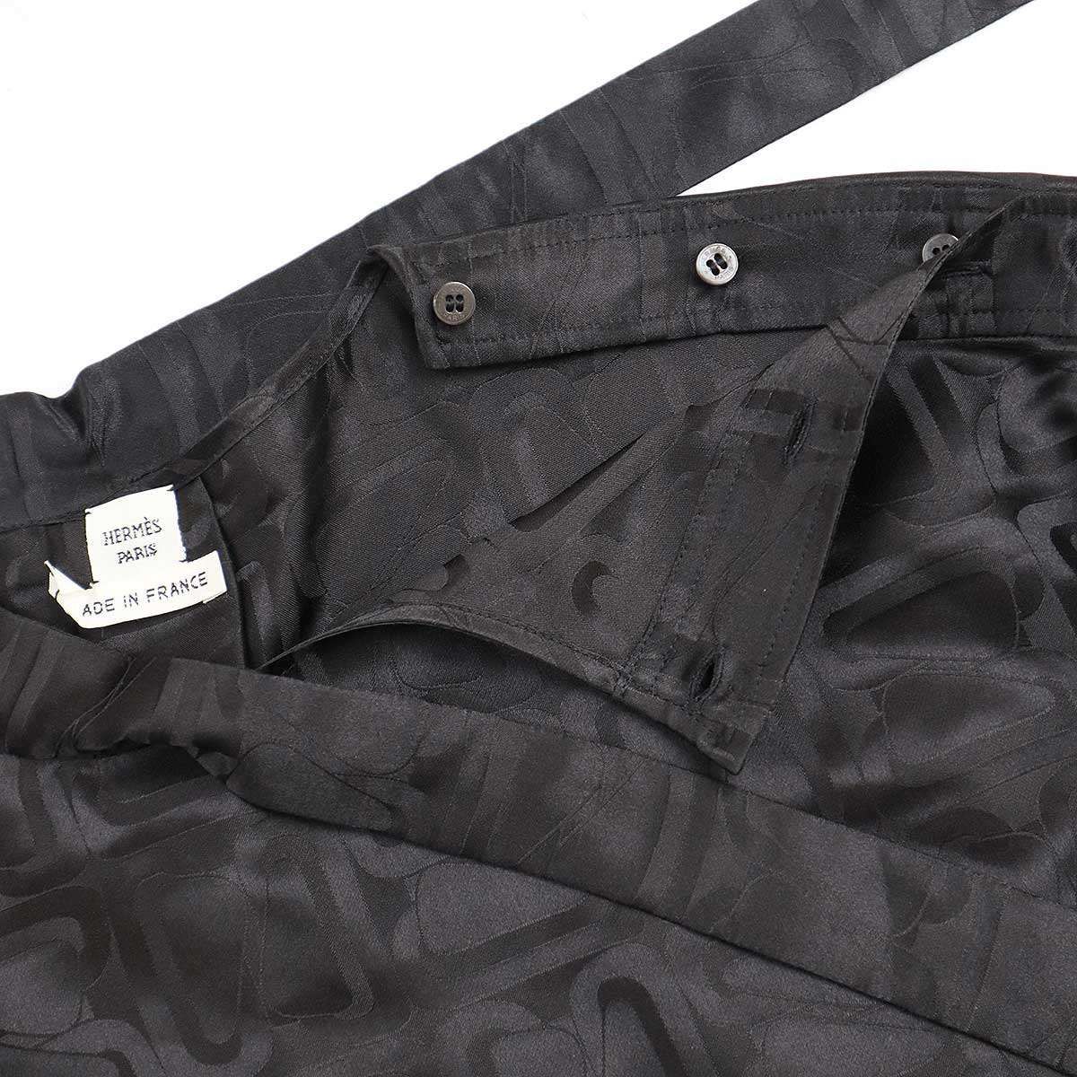 Hermès ブラック ボウタイ HERMES エルメス ボウタイカラージャガードシルクシャツ